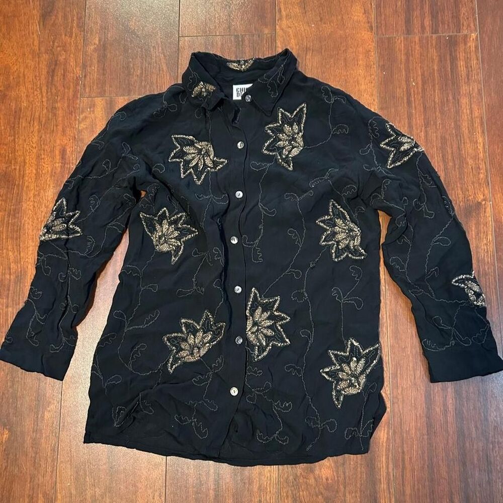 Chico-s Women's Black and Navy Shirt